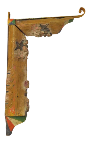 Antique Carved Hand Painted Wood Italian Sicillian Donkey Cart Fragment Repurposed Plant Hanger