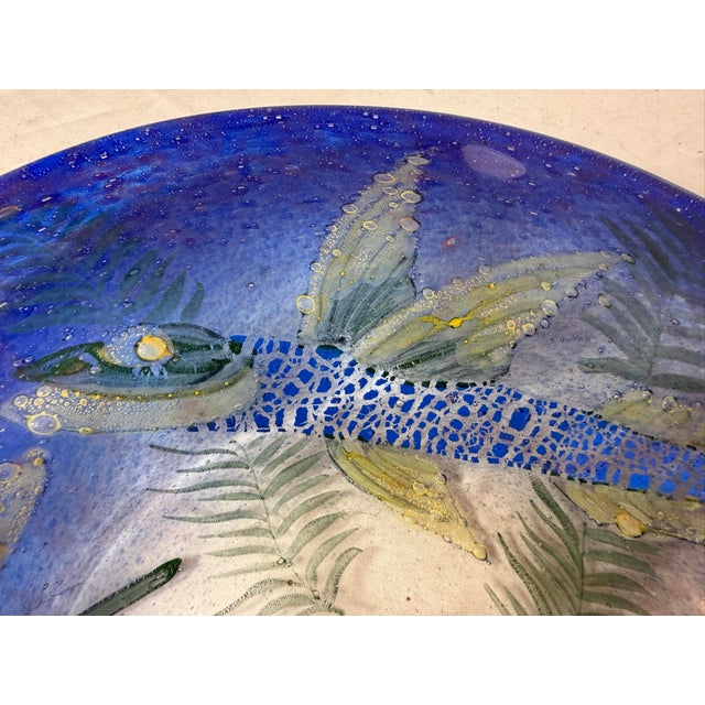 1930s Antique 1930's Ernst Hantich & Co Johnolyth Dragonfly Fish Glass Glass Bowl Dish For Sale - Image 5 of 15