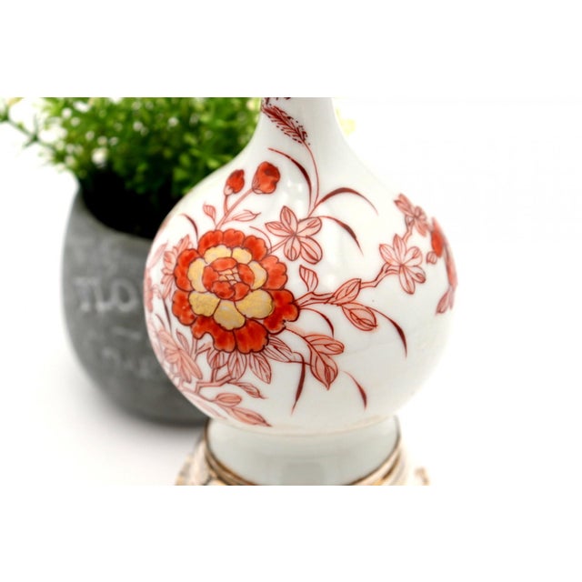 Porcelain Vase with Silver Neck and Base with Reliefs and Applications For Sale - Image 4 of 7