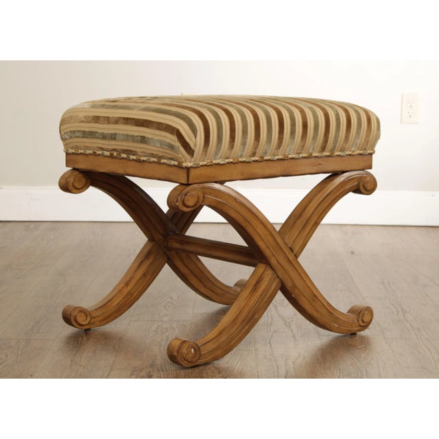 Swaim Regency Style Upholstered X-Frame Stool For Sale In Philadelphia - Image 6 of 13