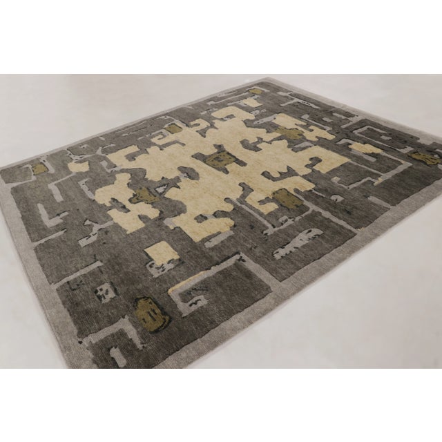 Art Deco Contemporary Art Deco Style Geometric Gray & Beige Wool Rug by Rug & Kilim For Sale - Image 3 of 10