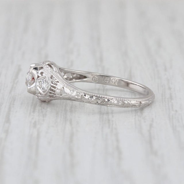 Art Deco Early 20th Century Art Deco Traub Orange Blossom 0.37ct Diamond Engagement Ring 18k White Gold, Size 7 For Sale - Image 3 of 8