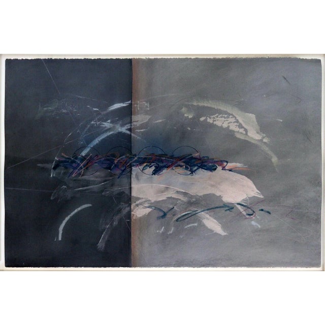 Late 20th Century John J. Baughman Landscape Series #9 Abstract Blue Mixed Media Framed For Sale - Image 5 of 6