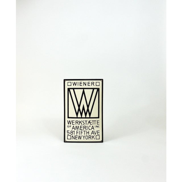 Wiener Werkstätte of America Inc New York Enameled Advertising Sign by Josef Hoffmann, 1960s For Sale - Image 3 of 18