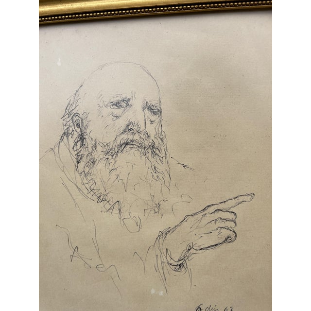 Dieudonné Damoiseaux, Portrait, 1963, Drawing on Paper For Sale - Image 5 of 10