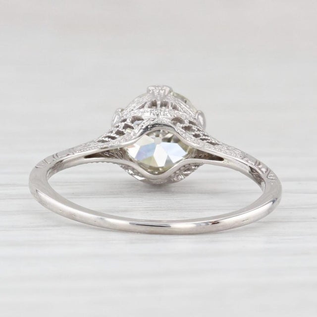 1.23ct Old European Diamond Solitaire Engagement Ring 14k Gold Filigree Size 6.25 For Sale - Image 4 of 8