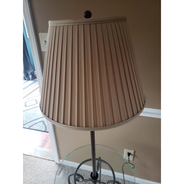 Frederick Cooper Iron Floor Lamp With Glass Table For Sale - Image 12 of 13