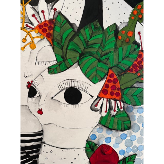 Whimsical Original Oil Painting “A Couple in Love” by Argentine Artist Florencia Troisi For Sale In Boston - Image 6 of 13