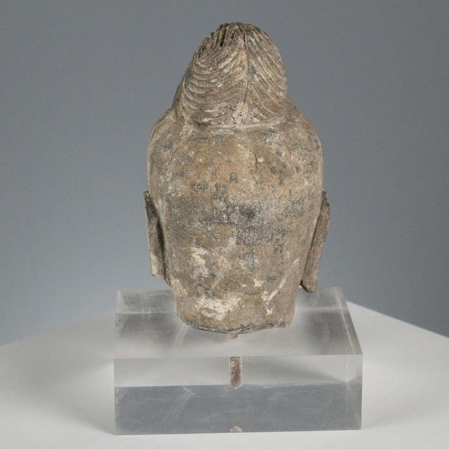 Stone Buddha with Acrylic Glass Base For Sale - Image 3 of 9