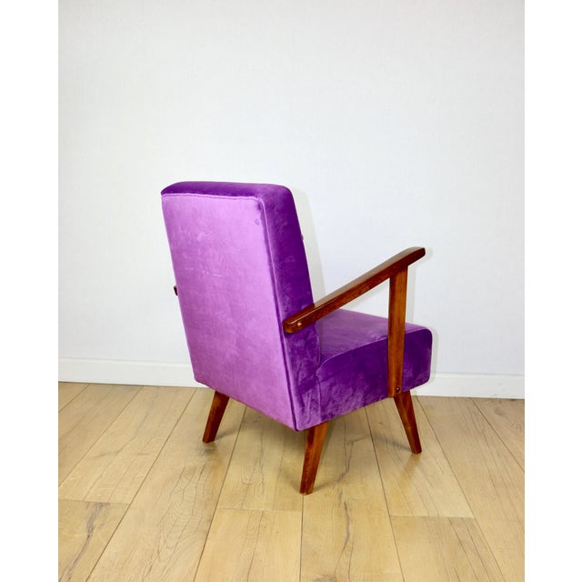 1970s Vintage Loft Armchair in Purple Velvet, 1970 For Sale - Image 5 of 12