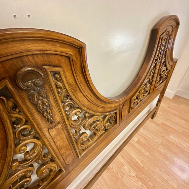 1968 Mid-Century Italian Mediterranean Thomasville King Headboard With Burlwood Accents For Sale - Image 12 of 12
