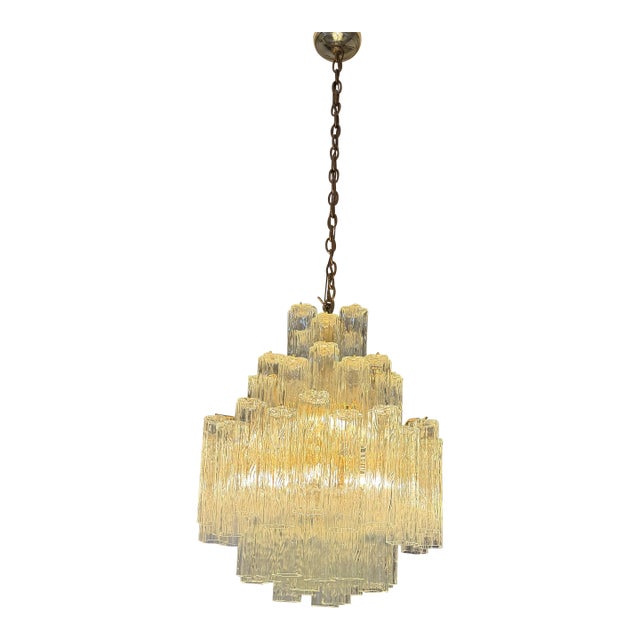 Vintage Mid Century Modern Italian Murano Style Glass Chandelier For Sale
