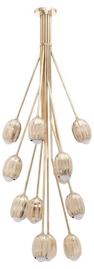 Poppy Polished Brass 12 Stem Ceiling Light by Fred&Juul