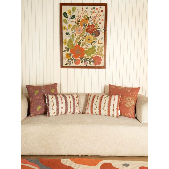 Not Yet Made - Made To Order White Floral Embroidered Wall Frame – Acacia Wood (70 X 100 Cm) For Sale - Image 5 of 5