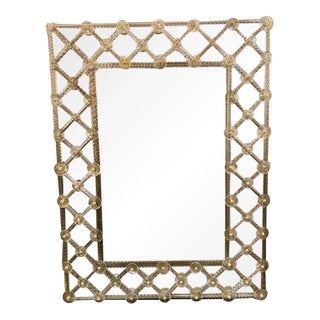 Modern Murano Glass "Lattice" Mirror in Light Gold For Sale
