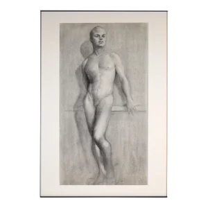 Vintage Art Deco Graphite Nude Male Figure Study by Illustrator William B Pattengill 1934