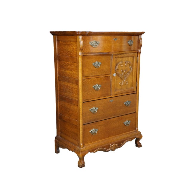 Vintage Lexington Furniture chest with door, from the Victorian Sampler Collection. Made of quartersawn oak featuring a...