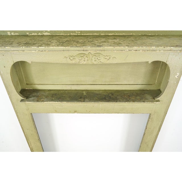 Mid 20th Century Reclaimed Green Crackled Wooden Fireplace Mantel For Sale - Image 5 of 8