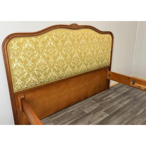 Vintage French Louis XVI Style Double Bed Frame with Carved Headboard For Sale - Image 9 of 11
