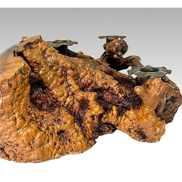 Large Burl Wood Candelabra Table Centerpiece / Candle Holder For Sale - Image 4 of 9