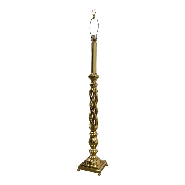 Heavy Brass Triple-Helix Floor Lamp Manner of Chapman For Sale