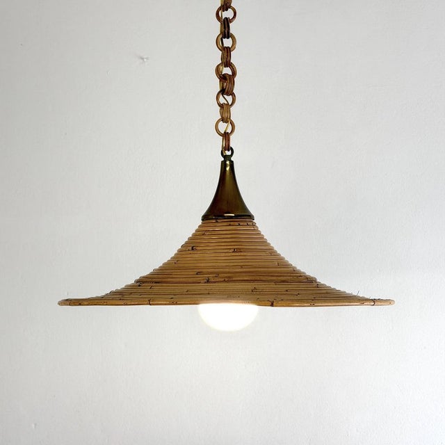 Vivai del Sud Wicker Chandelier in the style of Vivai del Sud, Italy, 1970s For Sale - Image 4 of 11