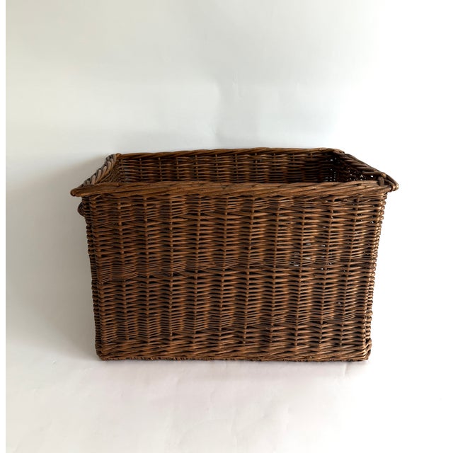 Wood French Wicker Elongated Basket W/ Handle For Sale - Image 7 of 7