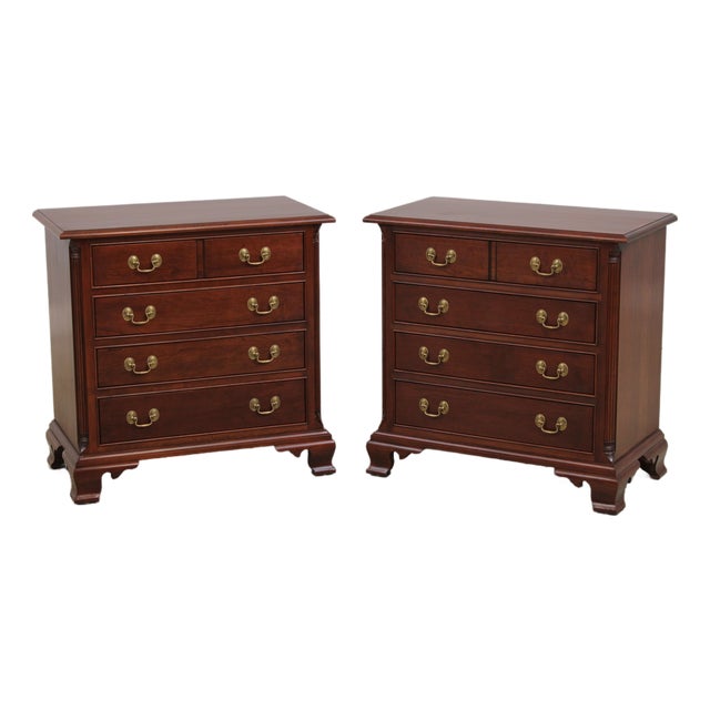 Pair of Stickley Cherry Georgian Style Nightstands For Sale