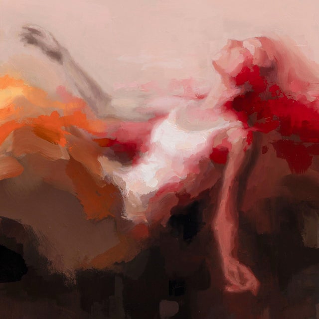 Levitate by Josh Sorrell | Oil on Panel Painting of a figure reclining with flowing red hair. For Sale - Image 4 of 5