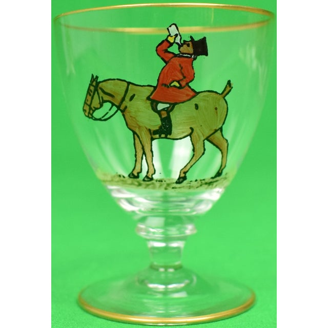 Mid 20th Century Set X 4 Fox-Hunt Sherry Glasses Hand-Painted by Frank Vosmansky For Sale - Image 4 of 6