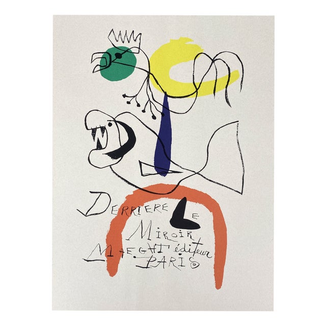 Joan Miro, Surrealist Color Lithograph, 1956, Paper For Sale