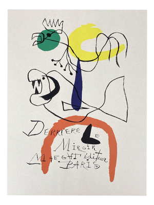 Joan Miro, Surrealist Color Lithograph, 1956, Paper