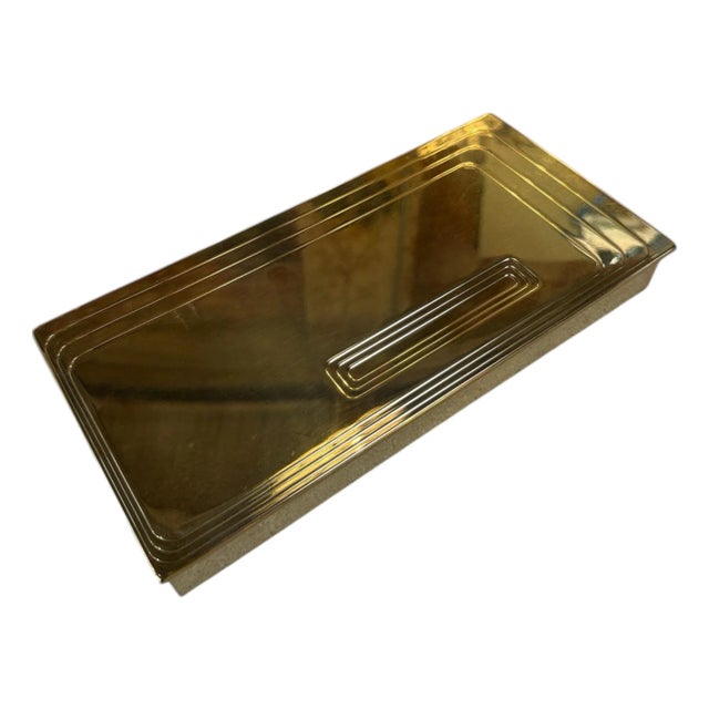 Vintage Brass Rectangular Lidded Box For Sale