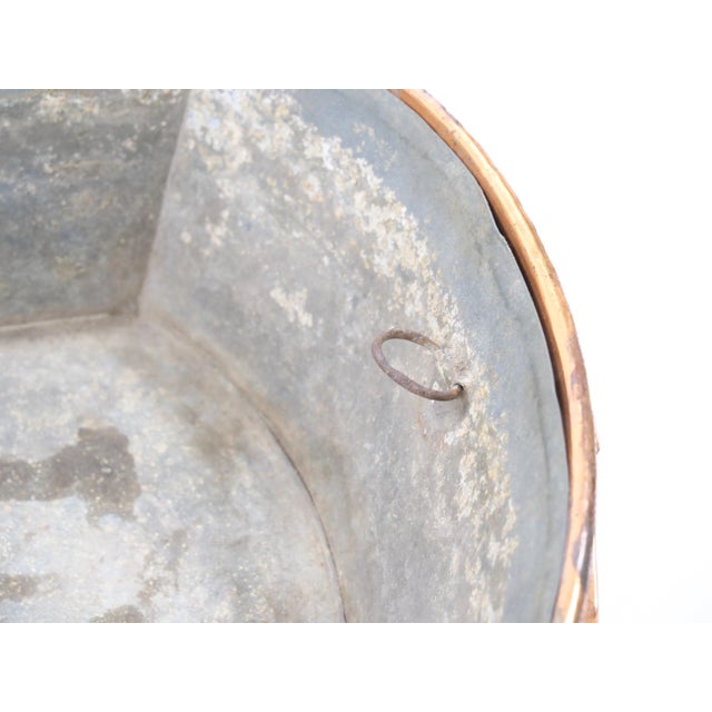 Copper Large English Antique Copper Basin / Lions Head Side Handles For Sale - Image 8 of 12