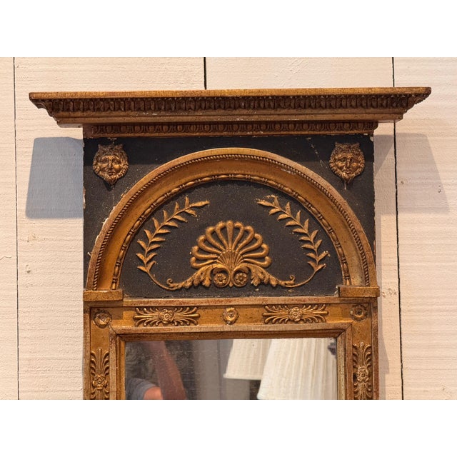 French Empire Giltwood and Black Painted Pier Mirror For Sale - Image 6 of 8