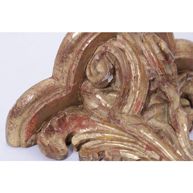 Pair Italian Gilt Wood Gold Finish Wall Bracket Shelves For Sale - Image 10 of 12