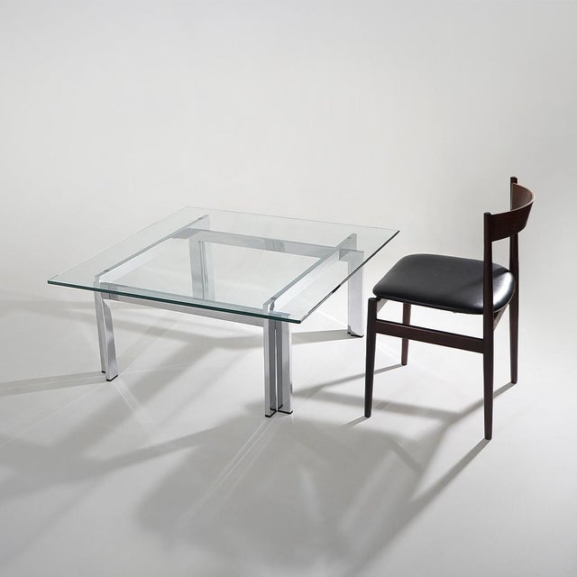 Square Coffee Table in Glass and Steel, 1970s For Sale - Image 11 of 12
