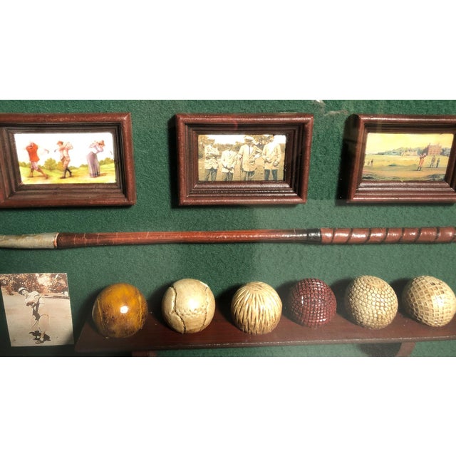 Miniature Golf Memorabilia Shadow Box With Vintage Golf Clubs and Balls