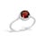 Contemporary 10K White Gold Red Garnet and 1/10 Cttw Diamond Halo Ring For Sale - Image 3 of 7