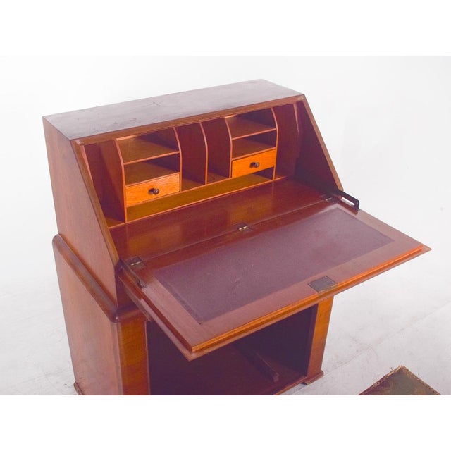 Vintage Art Deco Desk with Bench in Walnut, 1920s For Sale - Image 12 of 13