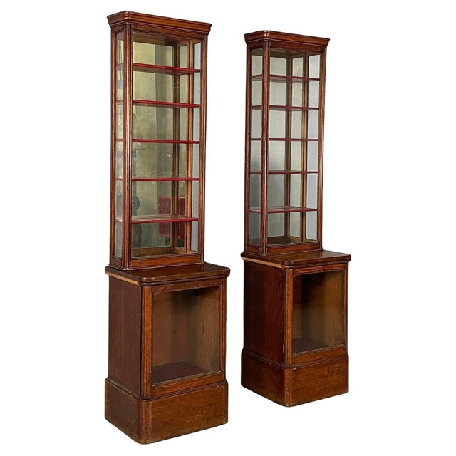 English Display Cases in Wood and Glass, 1800s, Set of 2 For Sale