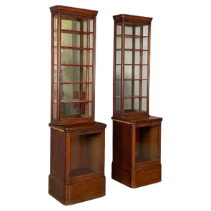 English Display Cases in Wood and Glass, 1800s, Set of 2