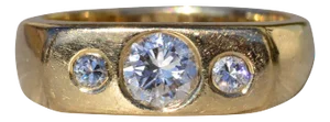 The Jeffree: Gentlemen's 14K Gold Three Stone Diamond Ring