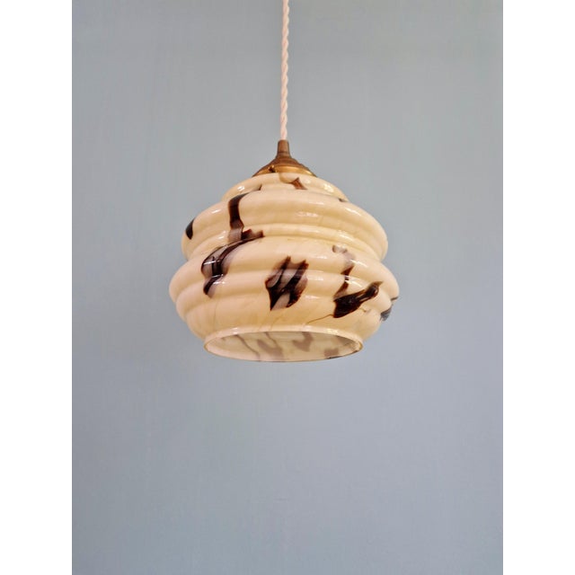Art Deco Pendant Light in Marbled Opaline Glass from Scailmont, Belgium, 1920s For Sale - Image 10 of 17