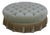 Baker Round Green Velvet Style Upholstered Ottoman For Sale