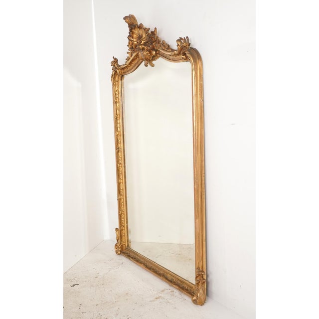 French Antique European Louis XV Rococo Wall Mirror For Sale - Image 3 of 11
