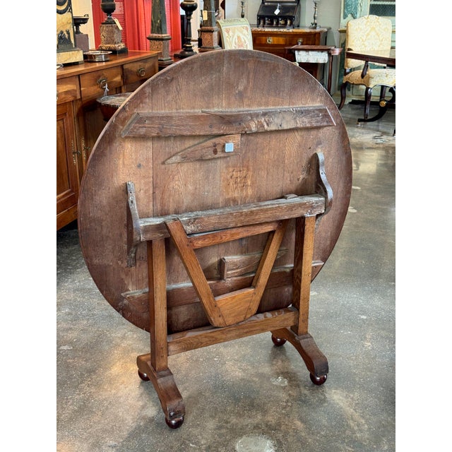 19th Century French Oak Wine Table With Tilt Top For Sale - Image 10 of 12