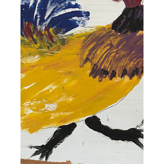 Yellow Late 20th Century “Farm Chicken” Jimmy Lee Sudduth Folk Art Painting For Sale - Image 8 of 13