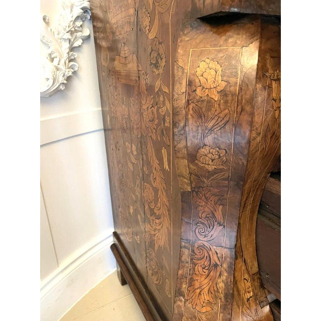 18th Century Dutch Marquetry Inlaid Burr Walnut Bureau Bookcase, 1780s For Sale - Image 15 of 18