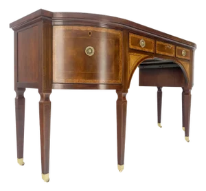 Baker Mahogany Banded Top Hepplewhite Brass Castors Tapered Legs Sideboard MINT